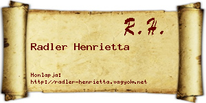 Radler Henrietta névjegykártya